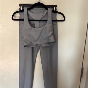 Aritzia Light Gray Blue High-Waist Leggings with Matching Sports Bra